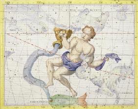Constellation of Aquarius, plate 9 from 'Atlas Coelestis', by John Flamsteed (1646-1710), published 1916