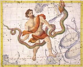Constellation of Ophiucus and Serpens, plate 22 from 'Atlas Coelestis', by John Flamsteed (1646-1710