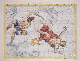 Constellation of Perseus and Andromeda, from 'Atlas Coelestis', by John Flamsteed (1646-1719), pub. 17th