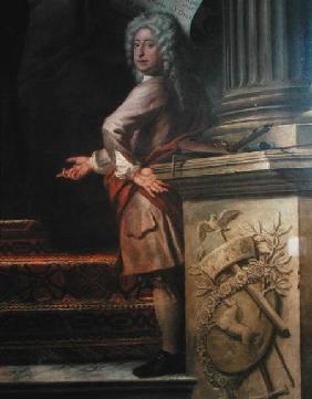 Rear wall painting of the Upper Hall glorifying George I (1660-1727) and the House of Hanover, detai 1718-24