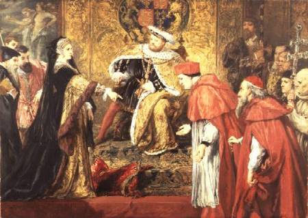 Catherine of Aragon and Henry VIII with Cardinals von Sir John Gilbert