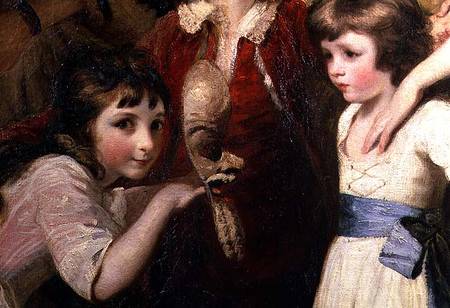 Two Girls, One Playing with a Mask, detail from the painting The Fourth Duke of Marlborough and his von Sir Joshua Reynolds