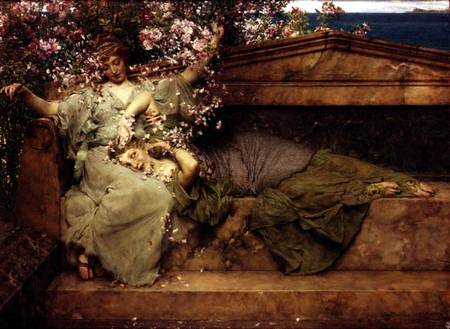 In a Rose Garden von Sir Lawrence Alma-Tadema