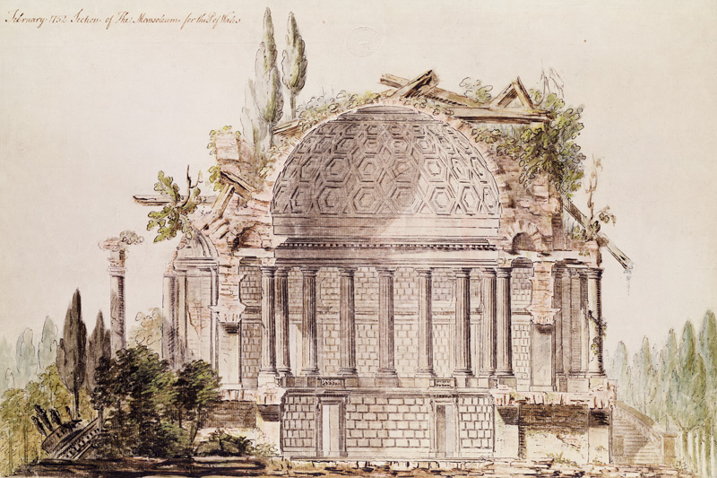 Architectural drawing for mausoleum for Frederick, Prince of Wales (1707-51) von Sir William Chambers