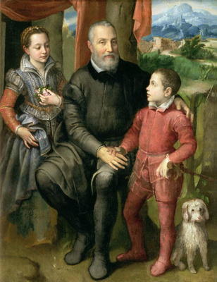 Portrait of the artist's family, Minerva (sister) Amilcare (father) and Asdrubale (brother), 1559 von Sofonisba Anguissola