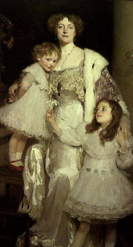 Portrait of Mrs. Alfred Mond, later Lady Melchett, and her two daughters, Mary and Nora von Solomon Joseph Solomon