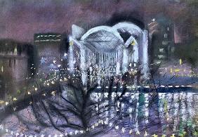 Embankment Station, from the South Bank, 1995 (pastel on paper) 