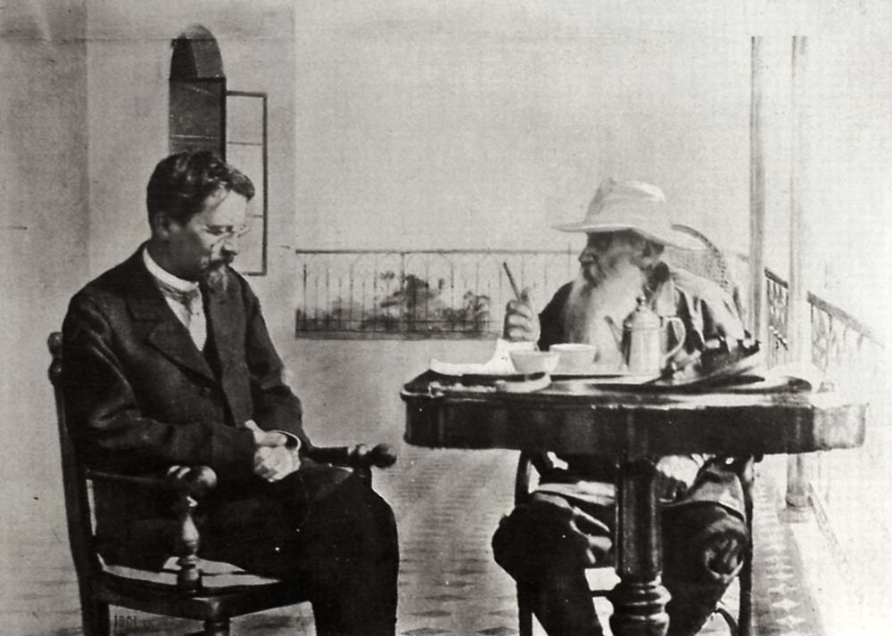 Lew Tolstoi und der Schriftsteller Anton Tschechow in Haspra von Sophia Andreevna Tolstaya