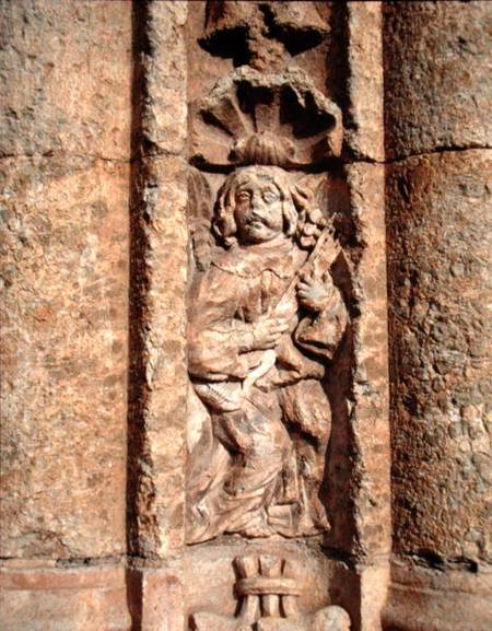 Lute player, from the facade of the Palace of Montarco von Spanish School