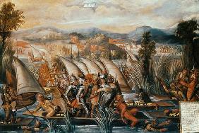 The Capture of Guatemoc (c.1495-1522), the last Aztec Emperor of Mexico 16th centu