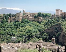 View of the Palace of the Alhambra from the north-east, 14th-16th century (photo) 19th