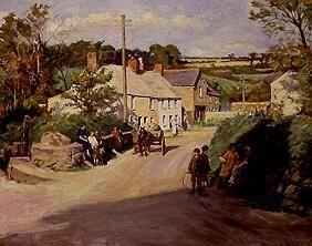 Dorfszene in Cornwall 1925