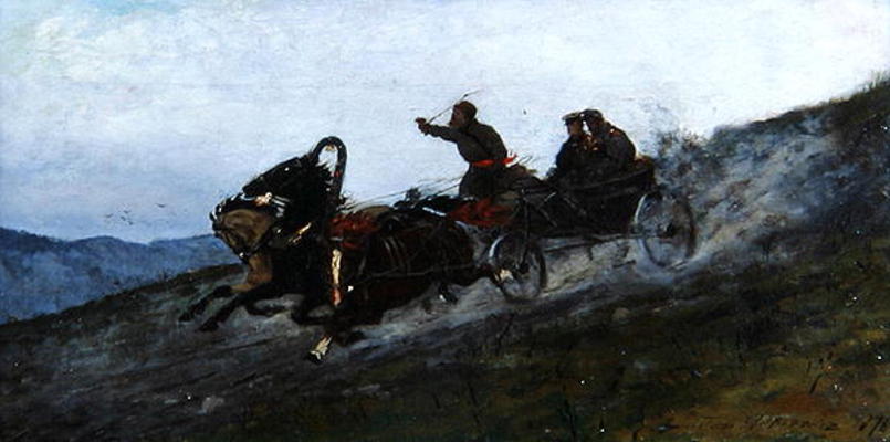 Siberian Troika, Urals, 1876 (oil on canvas) von Stanislaw Ignacy Witkiewicz