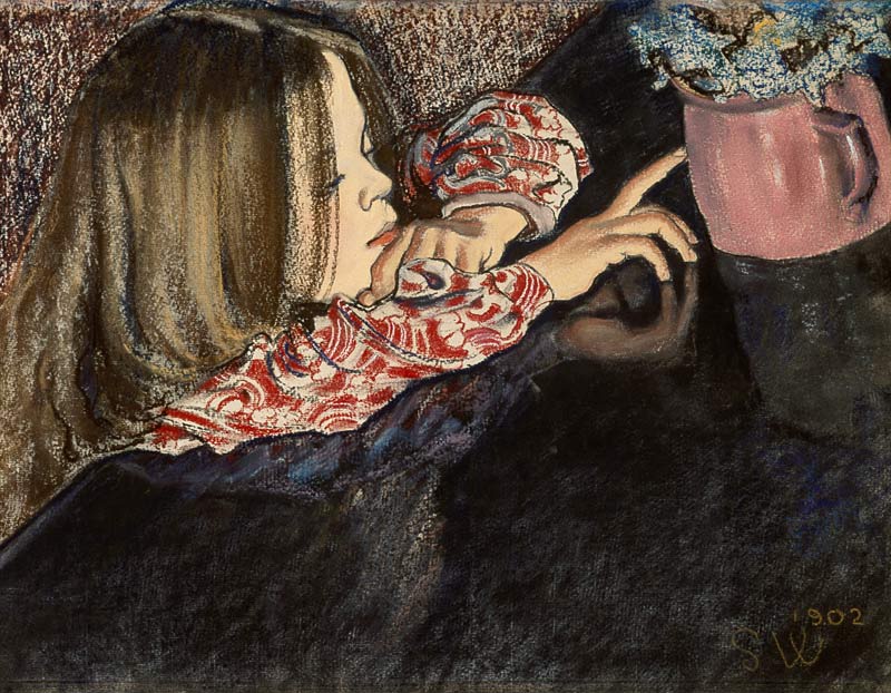 Kind mit einem Blumentopf von Stanislaw Wyspianski