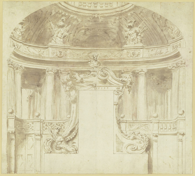 Entwurf zu einem Portal in einer Halle mit einer Kuppel von Stefano Orlandi