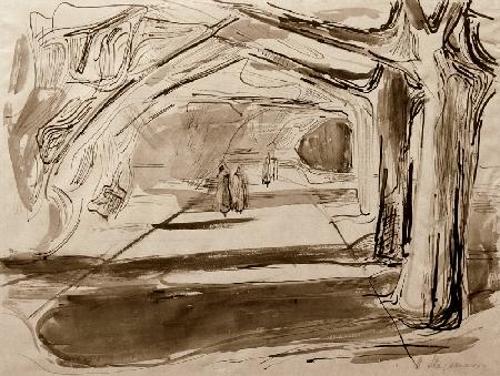 Spaziergänger unter Bäumen 1920-01-01