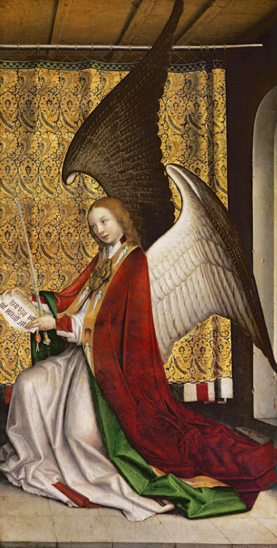 Dreikönigsaltar im Dom zu Köln: Engel der Verkündigung Mariae von Stephan Lochner