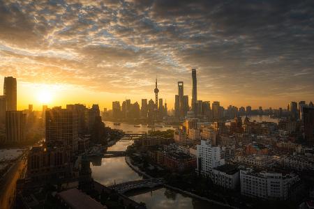 Sonnenaufgang in Shanghai