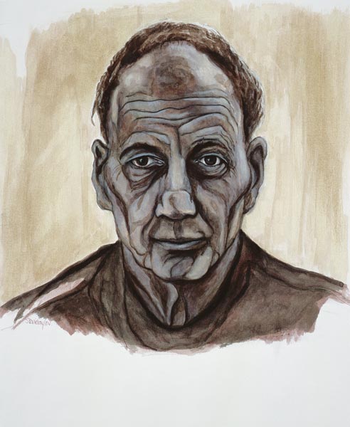 Portrait of Frank Auerbach, 2002 (indian ink and wash over pen and pencil on paper)  von Stevie  Taylor