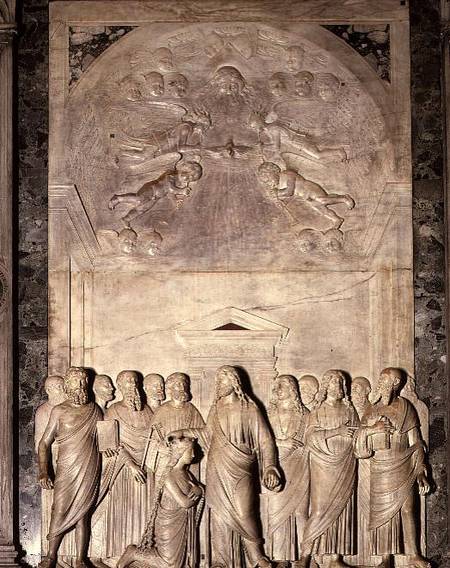 Coronation of the Virgin, sculptured marble altarpiece von T.  Lombardo