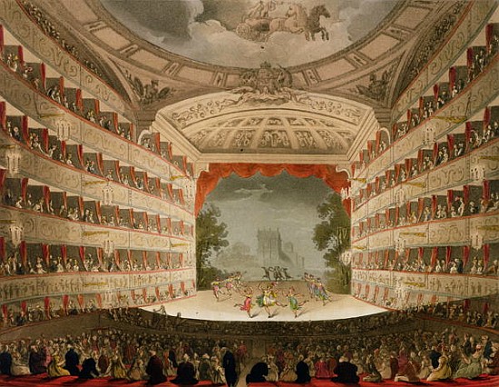 Kings Theatre Opera House; engraved by J. Bluck, pub.Ackermann''s ''Repository of Arts'' von T. Rowlandson