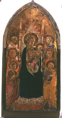 Madonna and Child with Saints (tempera on panel) 20th