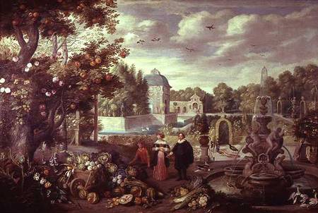 Garden Scene with Fountain von the Elder Kessel