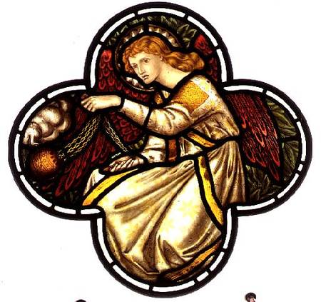 Angel swinging a censer, stained glass window removed from the east window of St. James' Church, Bri von The William Morris factory