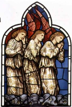 Three Angels, stained glass window removed from the east window of St. James' Church, Brighouse, Wes made