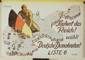 Poster urging voters to clean up the Reich by voting for the German Democrats, Saubert das Reich, wa 1928
