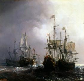 Französische Schiffe Fidèle, Mutine and Jupiter kapern drei holländischen Handelsschiffe 1711