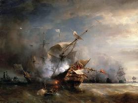 Die Seeschlacht vor Lizard Point in Cornwall am 21. Oktober 1707