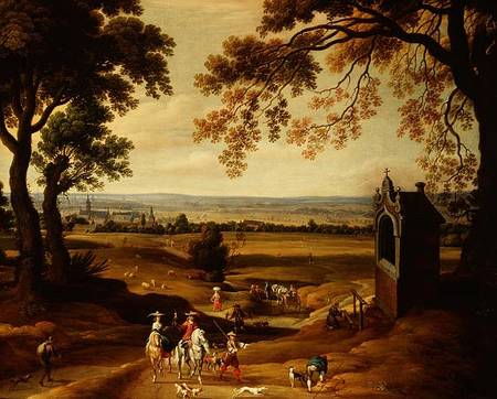 Landscape with Brussels in the distance von Theodore van Heil