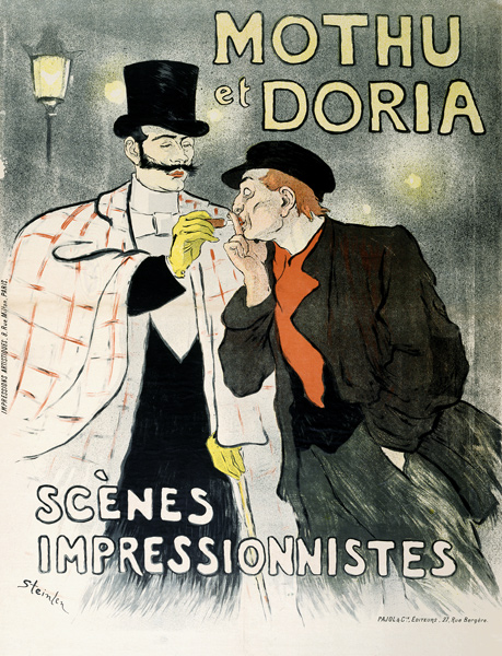 Reproduction of a poster advertising 'Mothu and Doria'in impressionist scenes von Théophile-Alexandre Steinlen