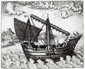 A Chinese Junk, illustration from ''Jan Huyghen van Linschoten, His Discourse of Voyages into the Ea