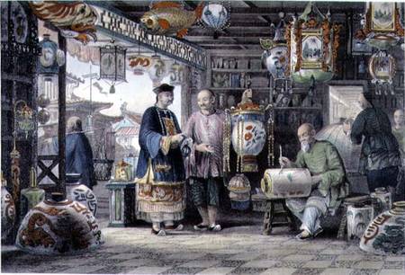 Showroom of a Lantern Merchant in Peking von Thomas Allom