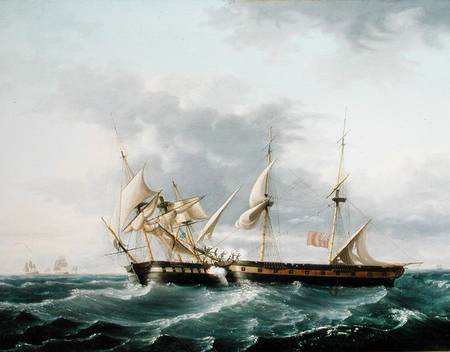 Naval Engagement between USS Wasp and HMS Frolic von Thomas Birch