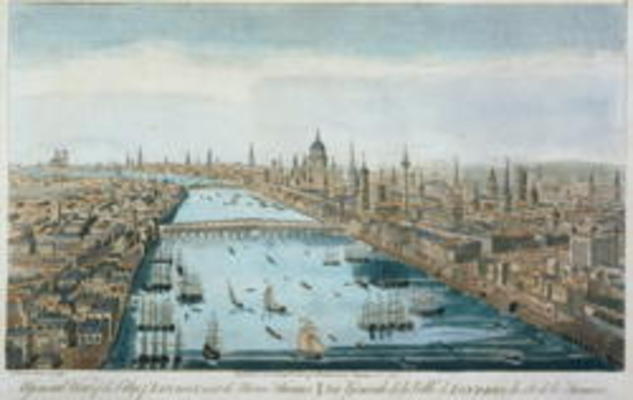 A General View of the City of London and the River Thames, plate 2 from 'Views of London', engraved von Thomas Bowles