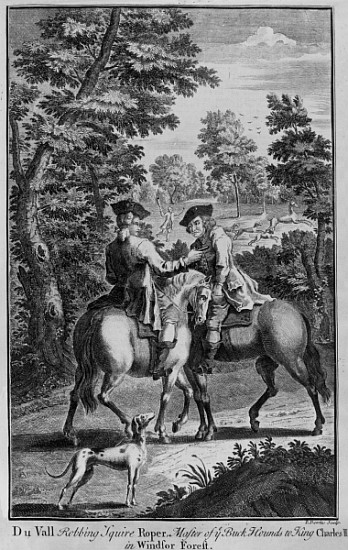 Claude Duval robbing Squire Roper, Master of the Buckhounds to King Charles II, in Windsor Forest von Thomas Bowles