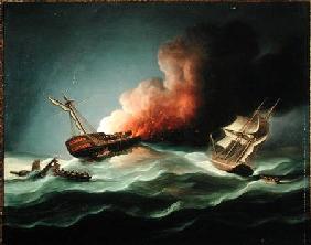 The East Indiaman Kent on Fire in the Bay of Biscay