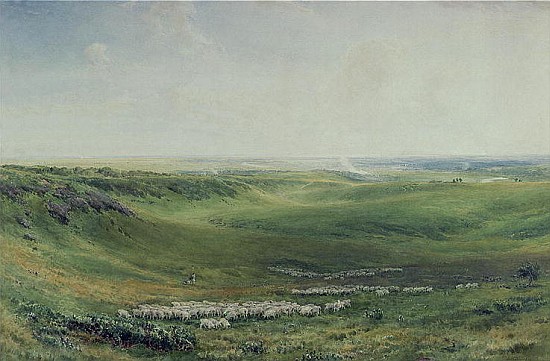 Wide Pastures, Sussex (watercolour) von Thomas Collier