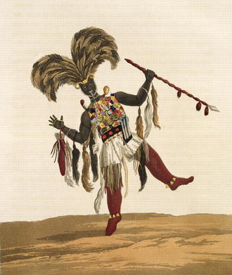 A Captain in his War Dress, from 'Mission from Cape Coast Castle to Ashantee', published 1819 (colou von Thomas Edward Bowdich