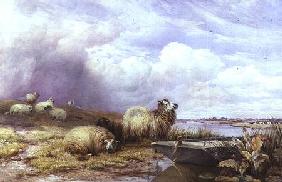 A Landscape with Sheep and boat 1866