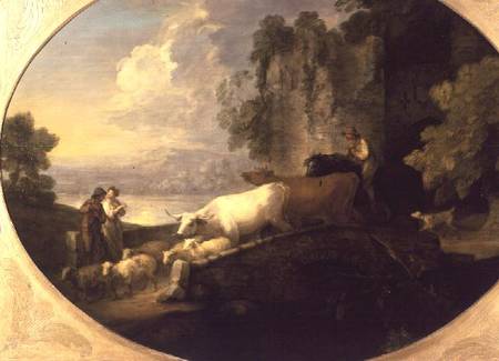 Cattle crossing a bridge von Thomas Gainsborough