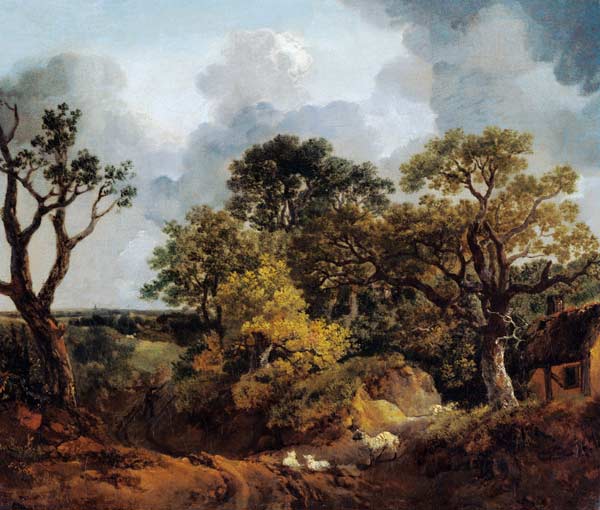 Waldlandschaft mit Weg und Schafen von Thomas Gainsborough