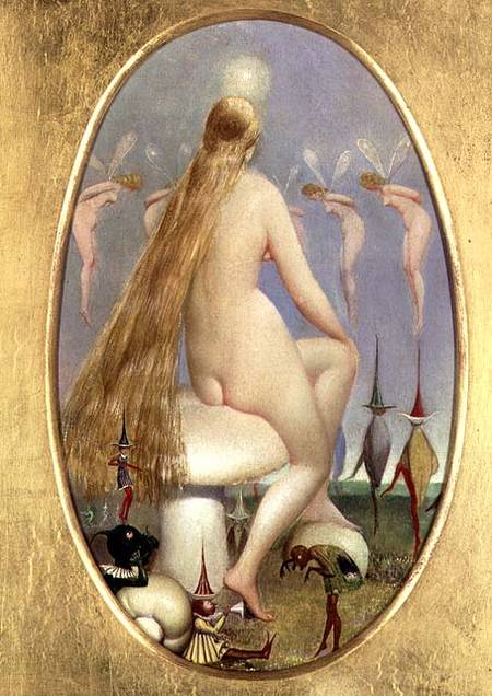 Fairy seated on a Mushroom von Thomas Heatherley