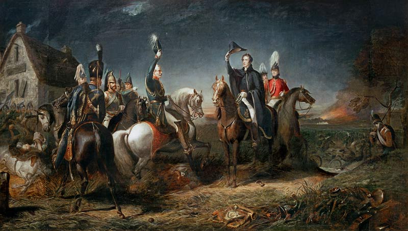 The Meeting of the Duke of Wellington and Field Marshal Blucher on the Evening of the Victory of Wat von Thomas Jones Barker