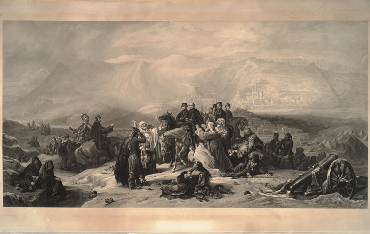 Die Belagerung von Kars. Sir Fenwick Williams und die Offiziere seines Stabes nehmen Abschied von de von Thomas Jones Barker