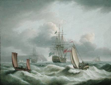 Two Deckers Lying off Berry Head von Thomas Luny