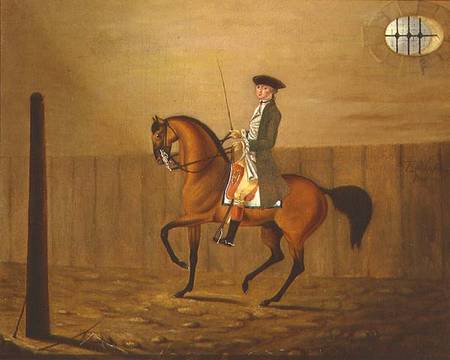 Gentleman on a Bay Horse in a Riding School von Thomas Parkinson